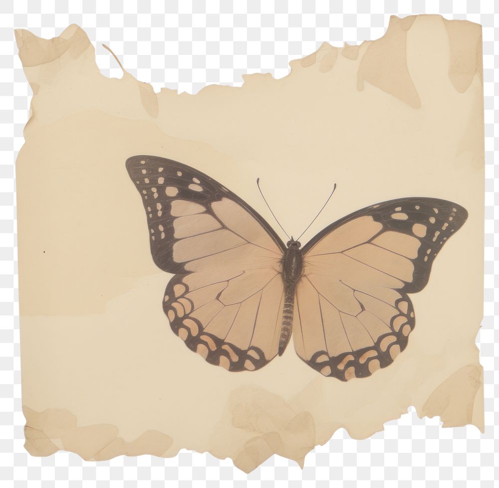 PNG African butterfly ripped paper invertebrate cushion canvas.