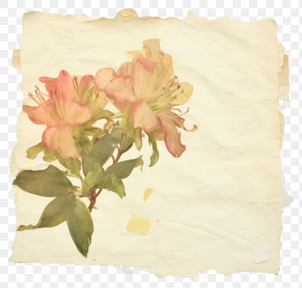 PNG Azaleas ripped paper text painting blossom.