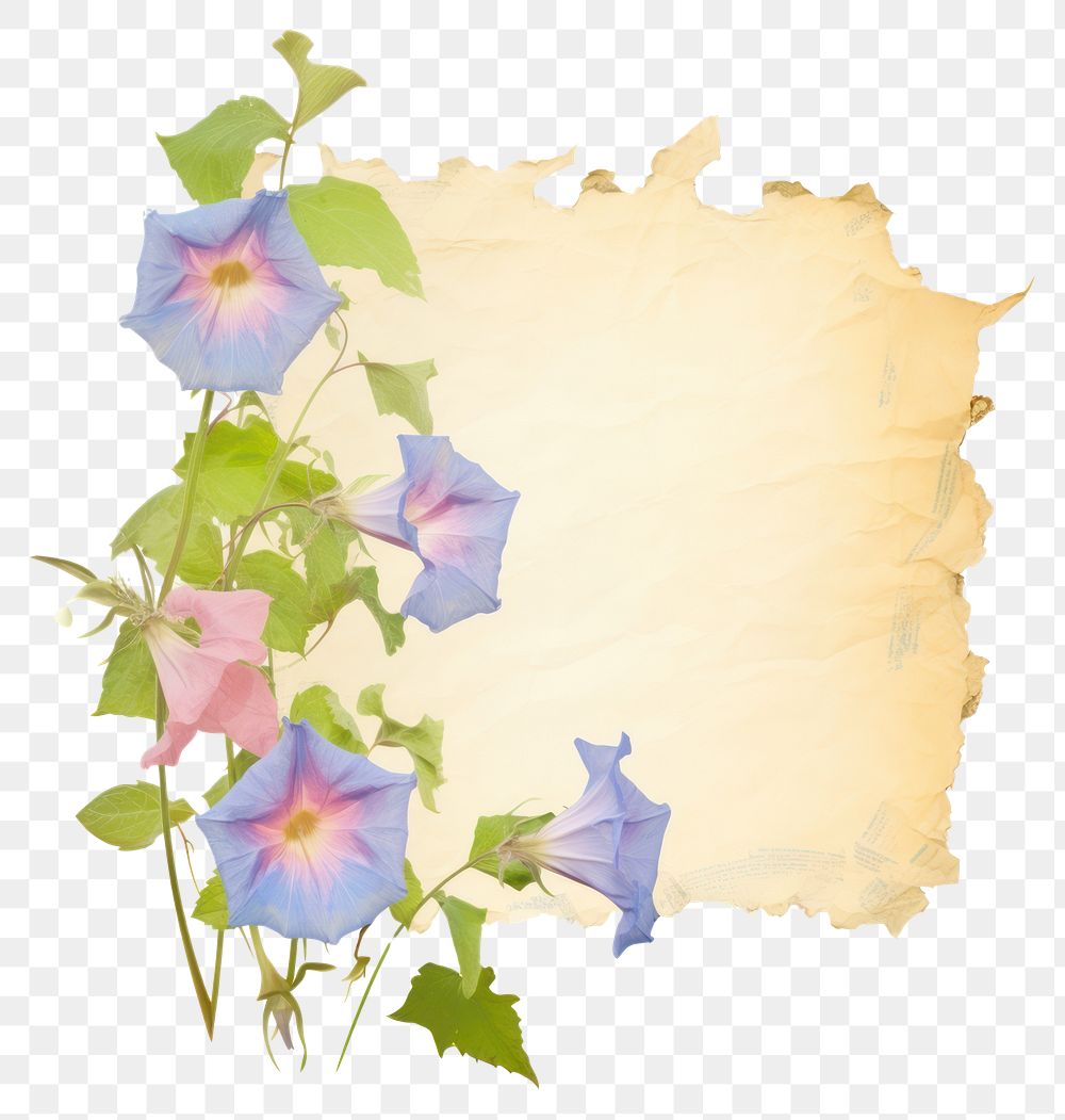 PNG Morning glory ripped paper blossom flower plant.