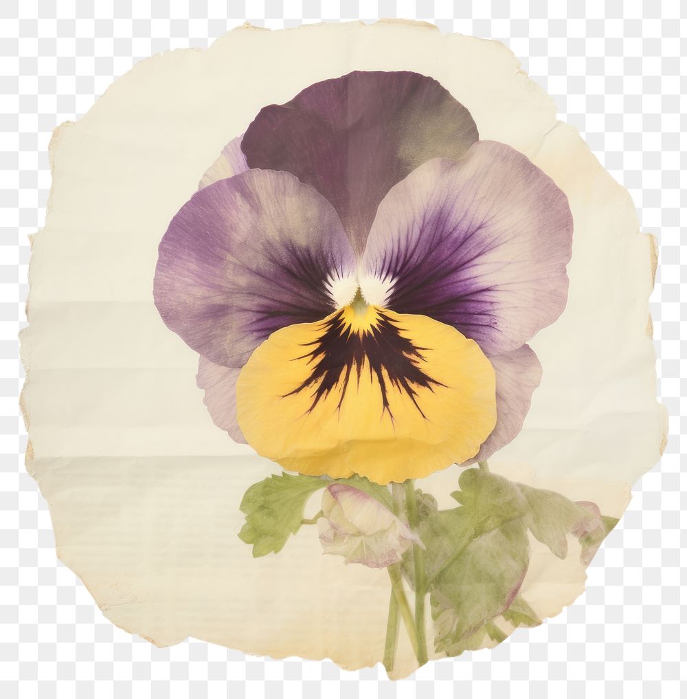 PNG Pansy ripped paper blossom flower plant.