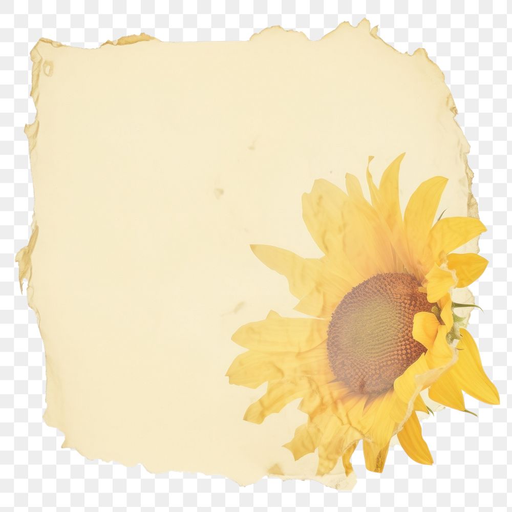 PNG Sunflower flower ripped paper blossom plant petal.