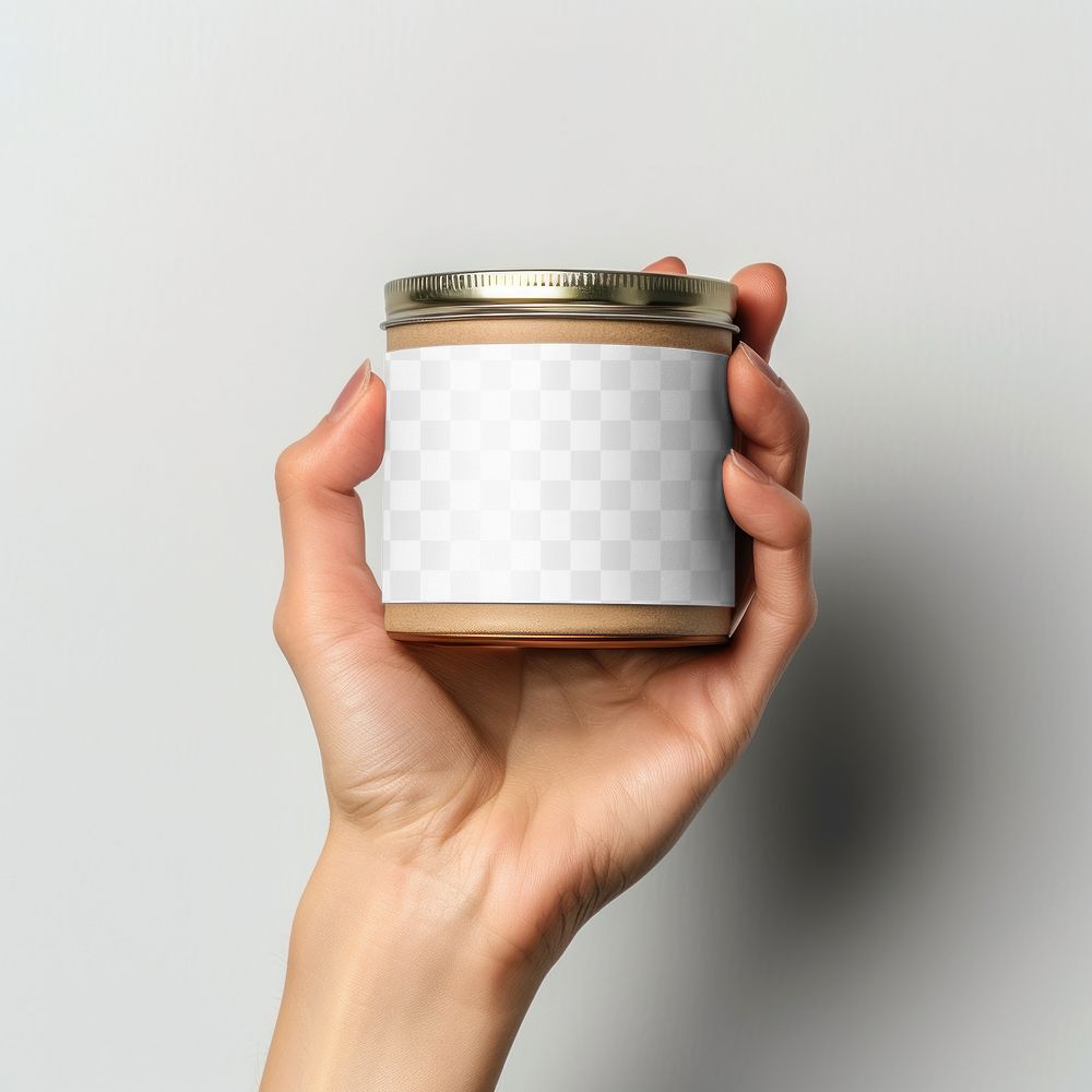 PNG food jar label mockup, transparent design