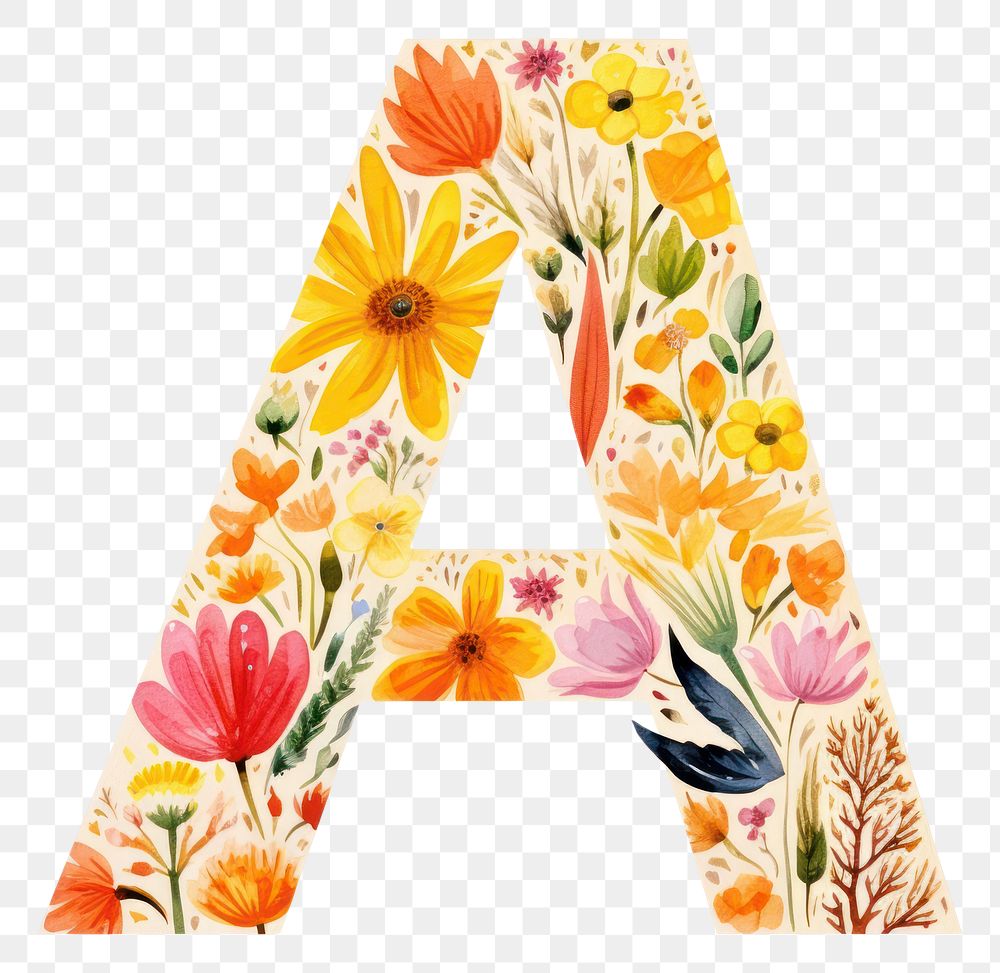 PNG Floral inside Alphabet A flower alphabet pattern.