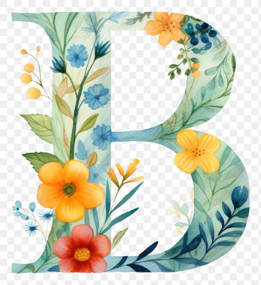 PNG Floral inside alphabet B text pattern flower.