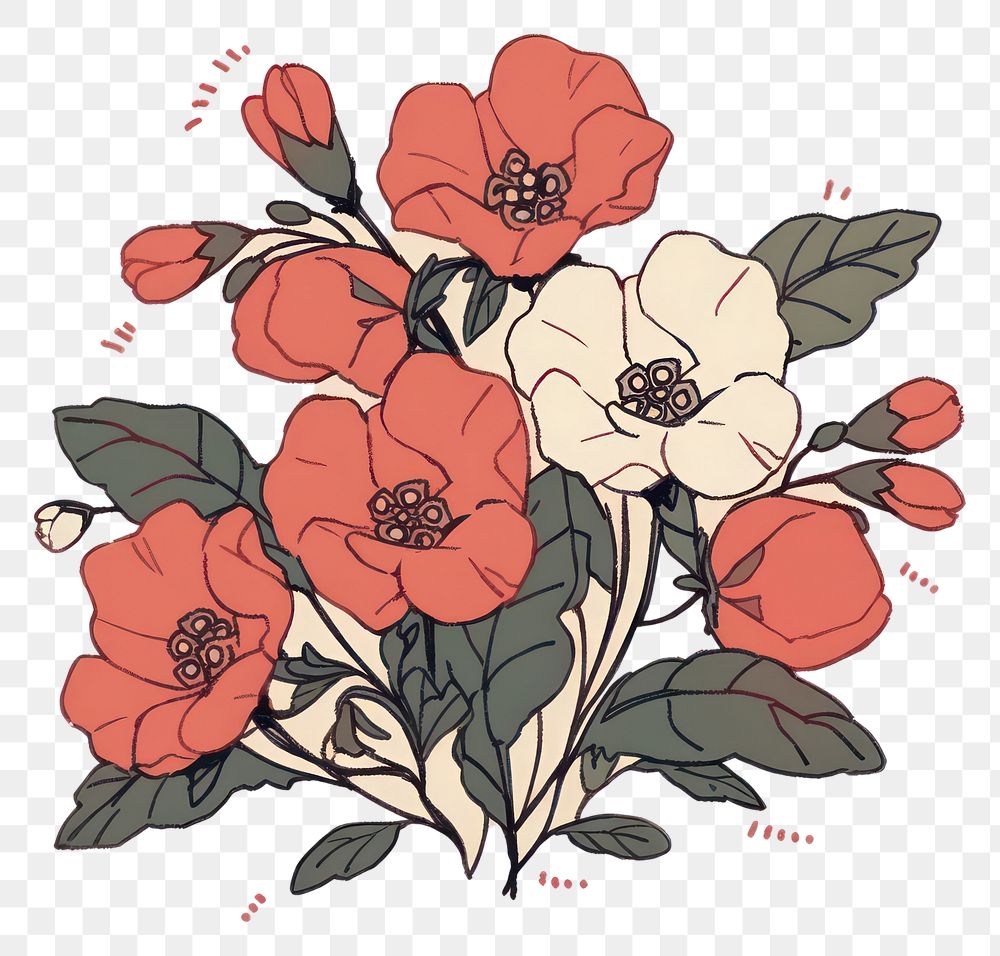 PNG Begonia flower illustrated graphics painting.