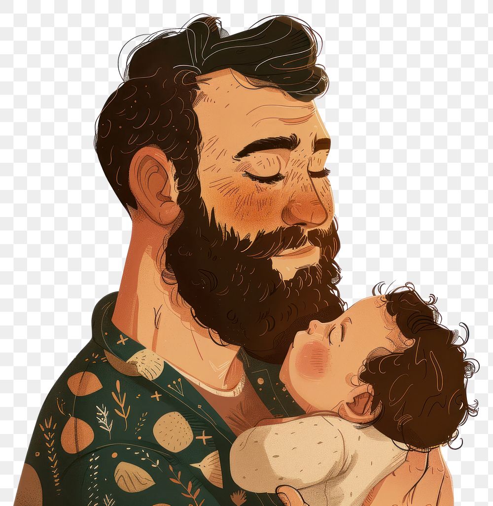 PNG Father with baby art photography illustrated.