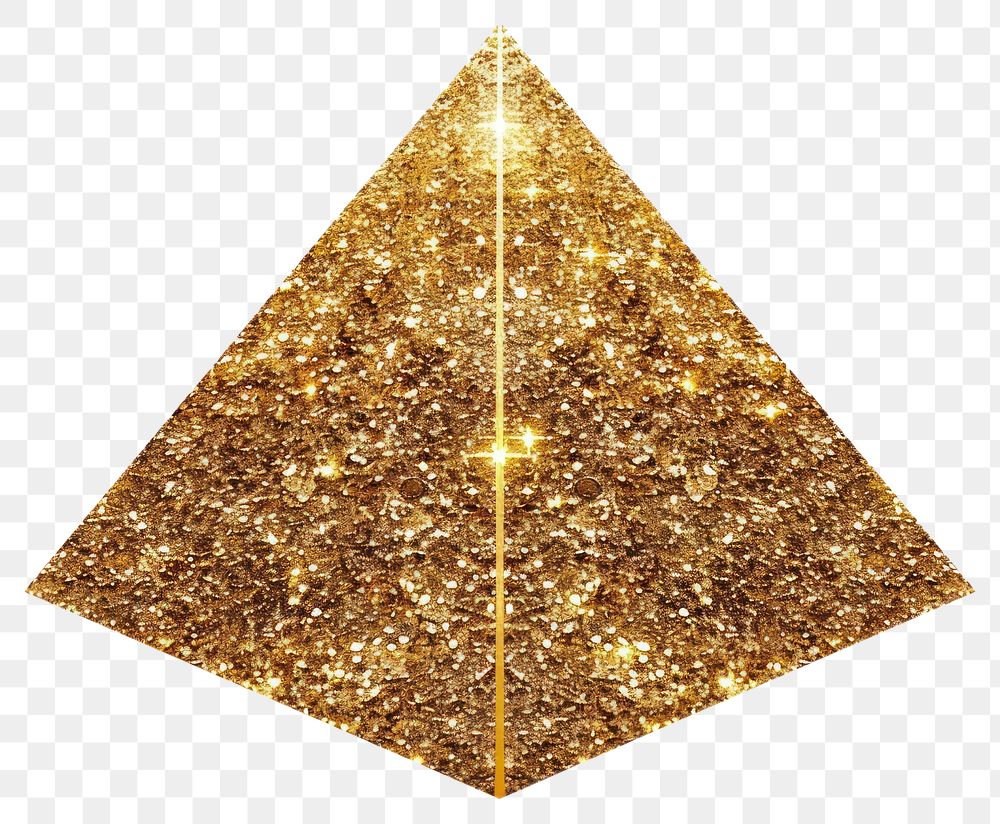PNG Gold glitter single line pyramid chandelier lamp.