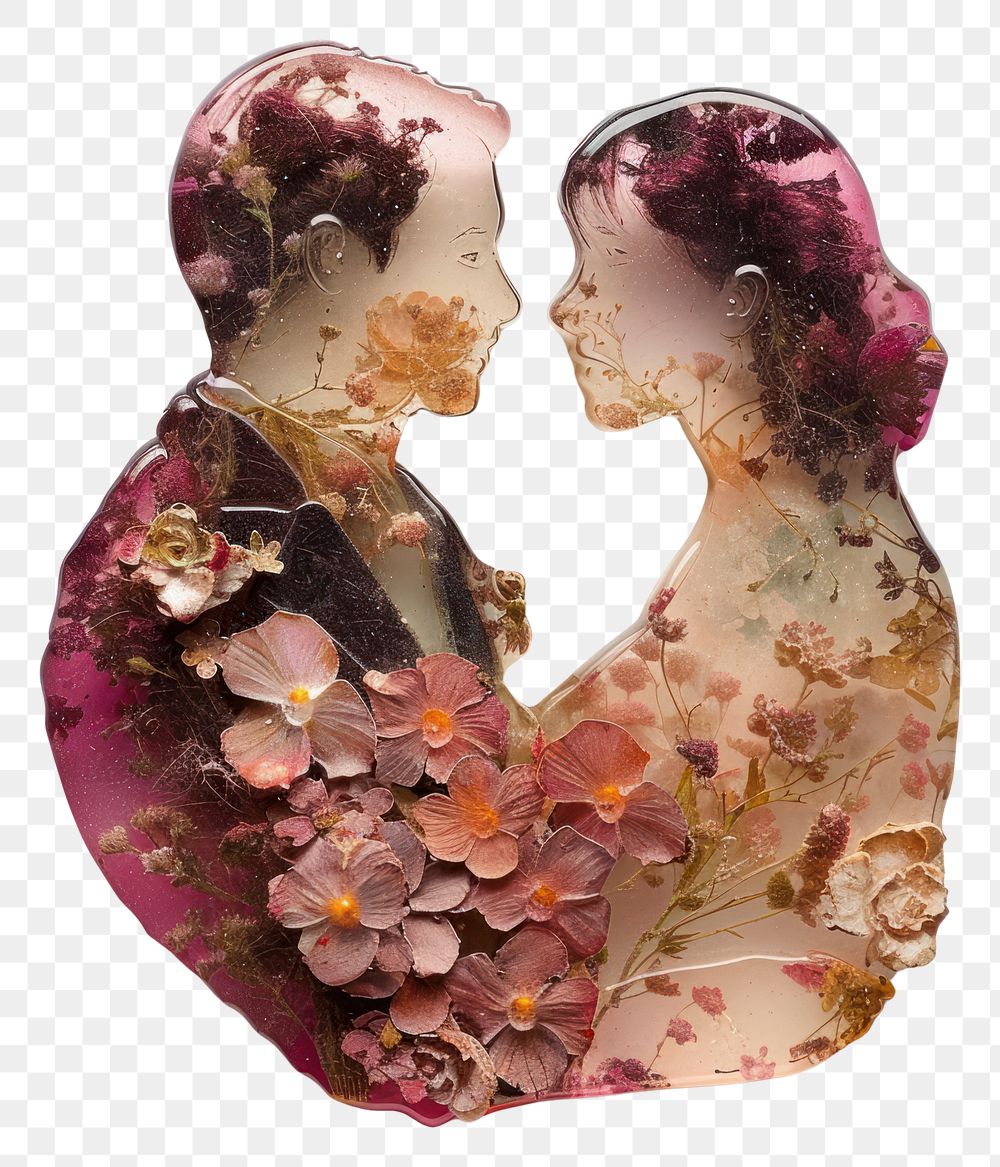 PNG Flower resin bride and groom shaped accessories accessory gemstone.