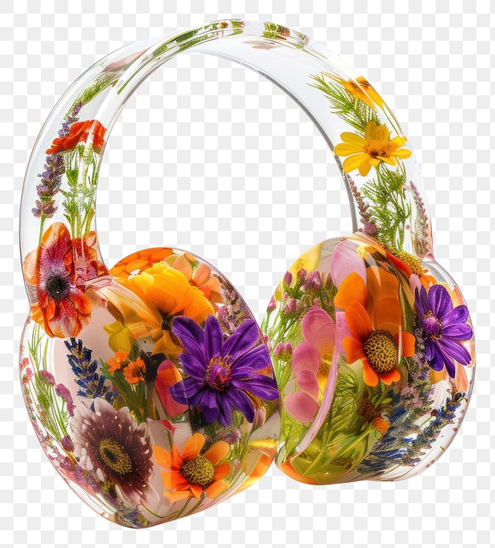 PNG Flower resin headphones shaped accessories electronics accessory.