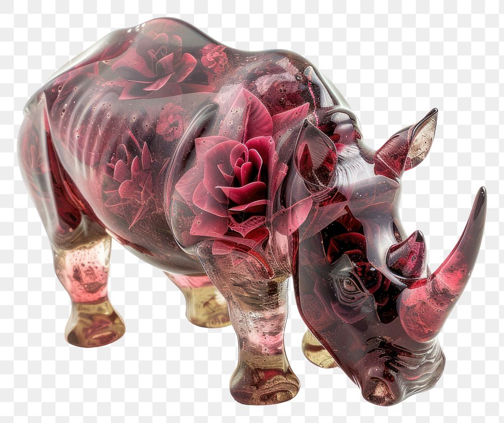 PNG Flower resin rhinoceros shaped wildlife animal mammal.