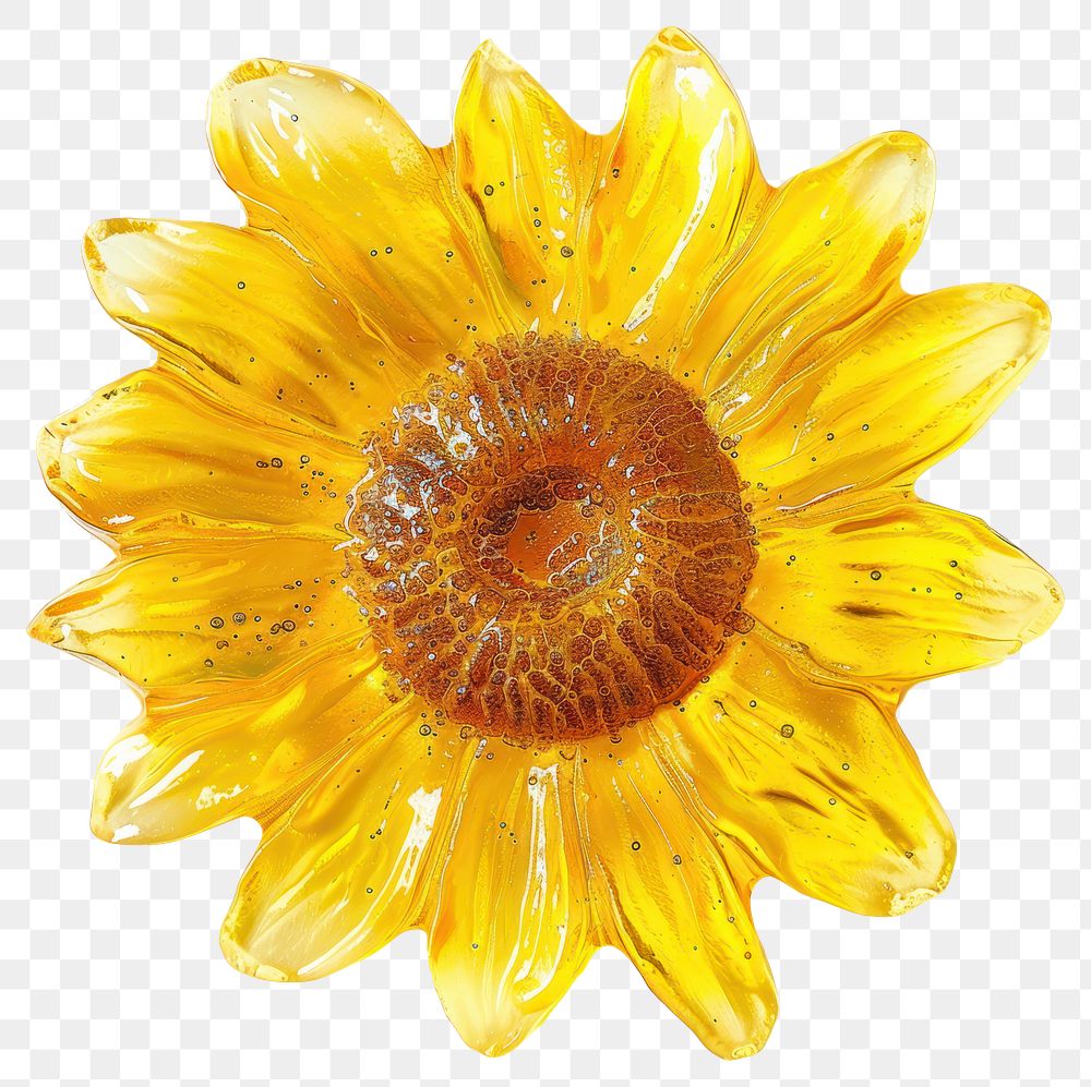 PNG Real photo element of *flower resin sunflower shaped*, made with flower resin style, flower inside resin element, no…