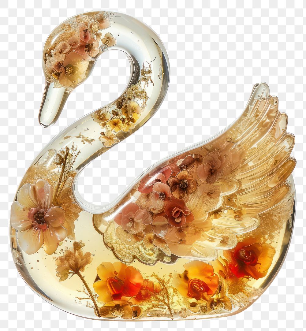 PNG Flower resin swan shaped accessories accessory jewelry.