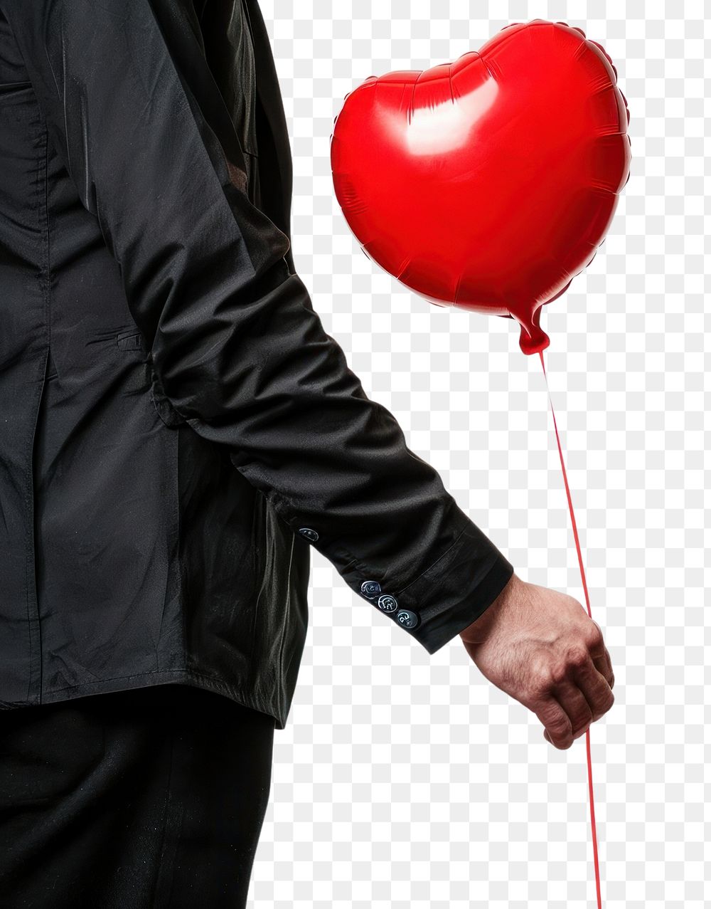 PNG Man holding red balloon in heart shape symbol person adult.