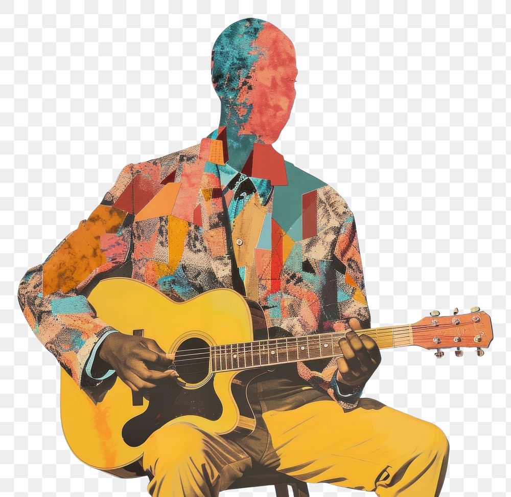 PNG Collage of man playing guitar recreation guitarist performer.