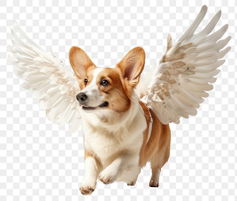 PNG Corgi wearing wing costume animal person canine.