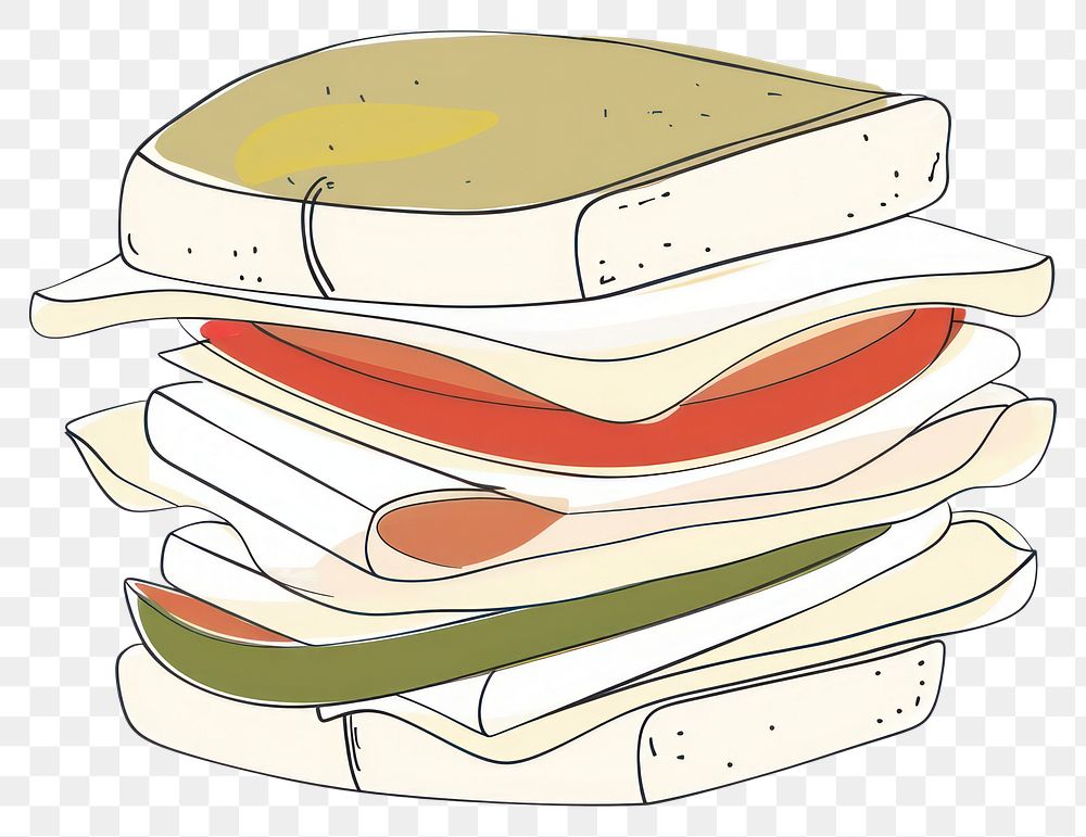 PNG Minimalist symmetrical sandwich publication illustrated drawing.