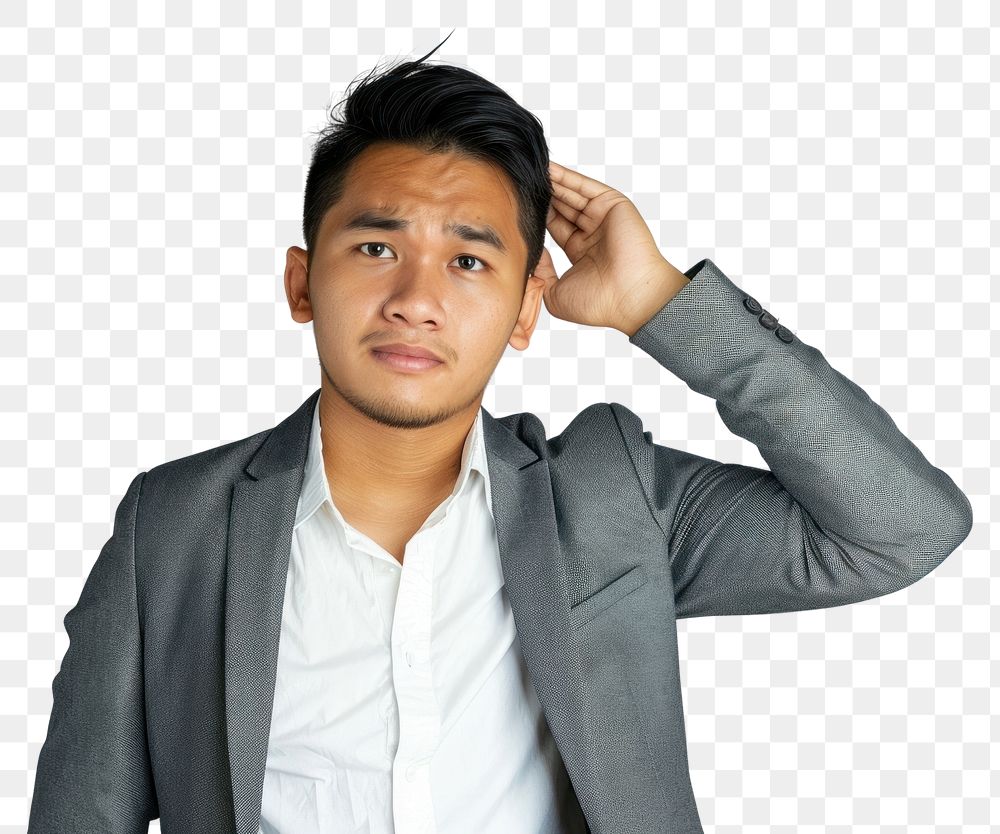 PNG Filipino Stressed businessman touching his head portrait photo photography.