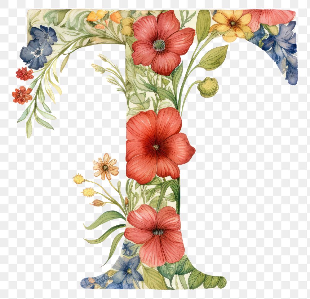PNG Floral inside alphabet t graphics clothing hibiscus.