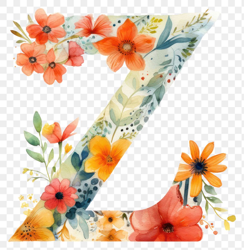 PNG Floral inside alphabet Z text graphics pattern.
