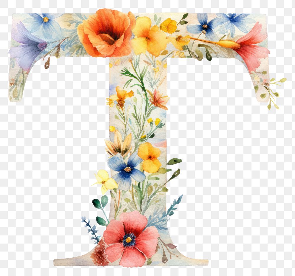 PNG Floral inside alphabet t handicraft furniture graphics.