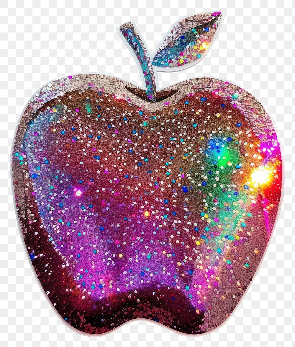 PNG Glitter apple flat sticker accessories accessory gemstone.