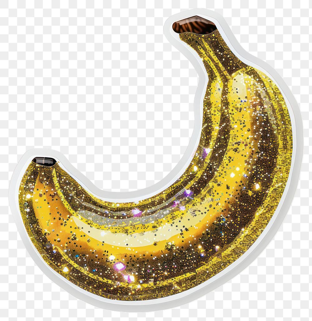 PNG Glitter banana flat sticker produce fruit plant.
