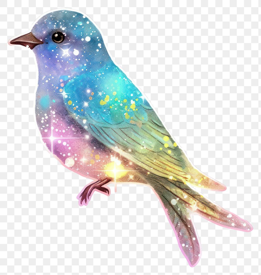 PNG Glitter bird flat sticker animal finch jay.
