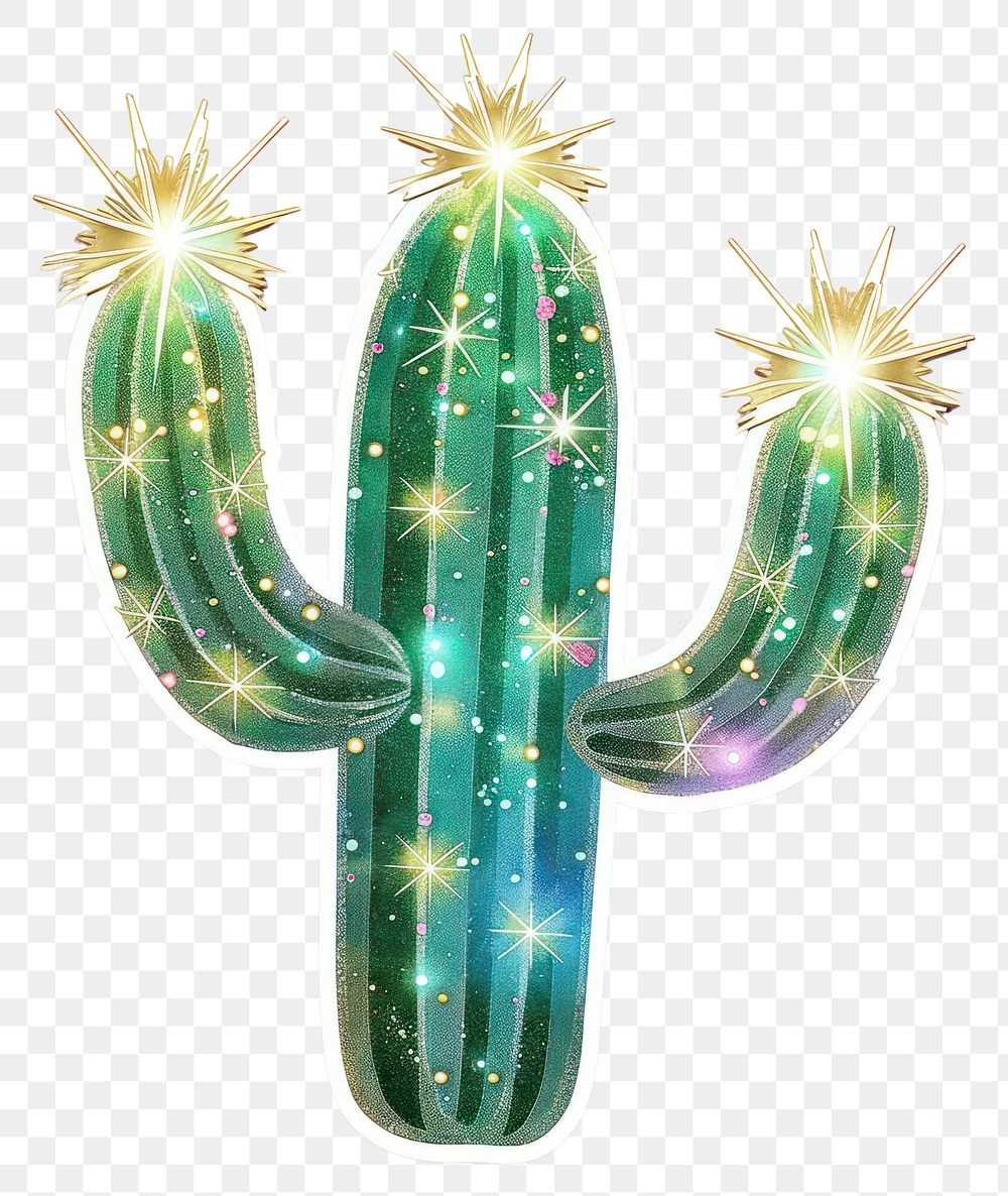 PNG Glitter cactus sticker chandelier plant lamp.