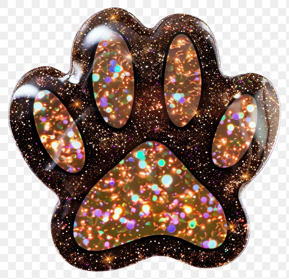 PNG Glitter cat paw print flat sticker accessories accessory ornament.