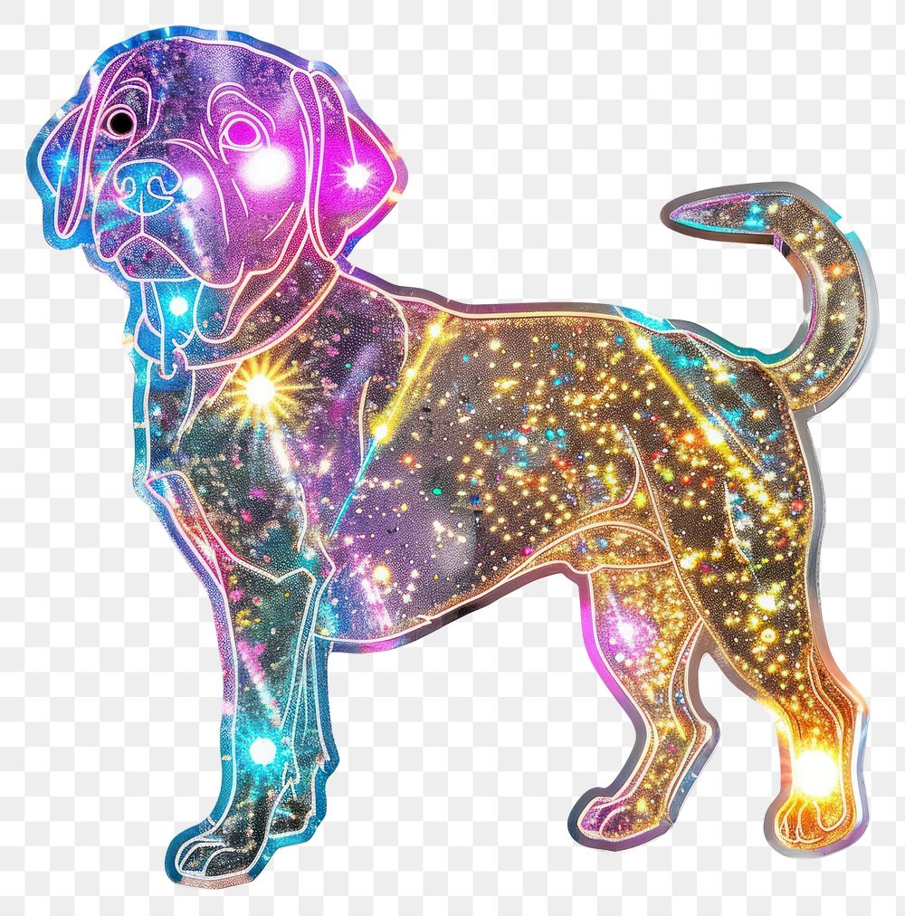 PNG Glitter dog flat sticker animal canine mammal.