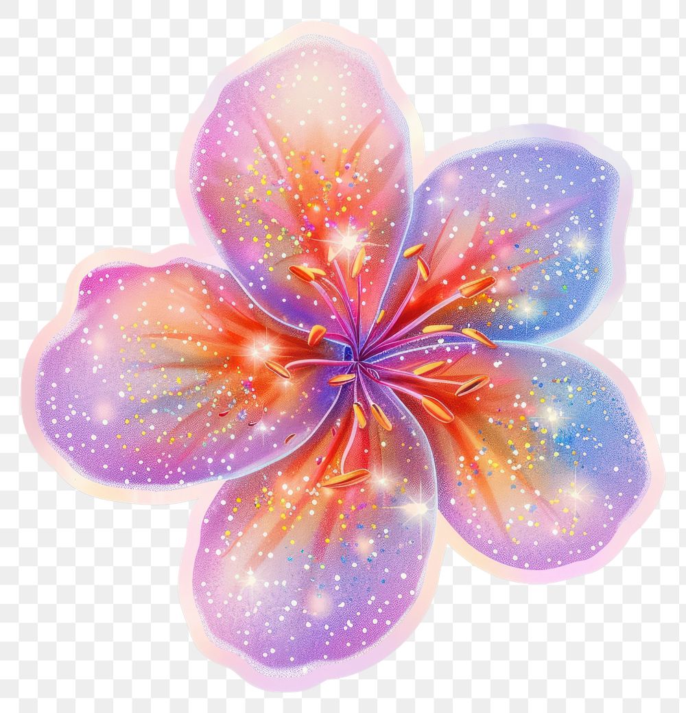 PNG Glitter flower real sticker blossom anemone anther.