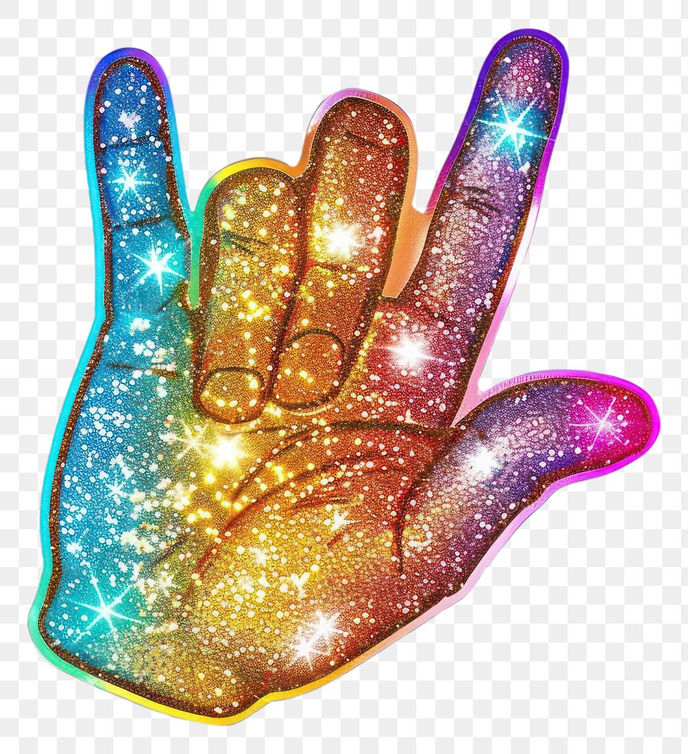 PNG Glitter hand sign flat sticker accessories accessory clothing.