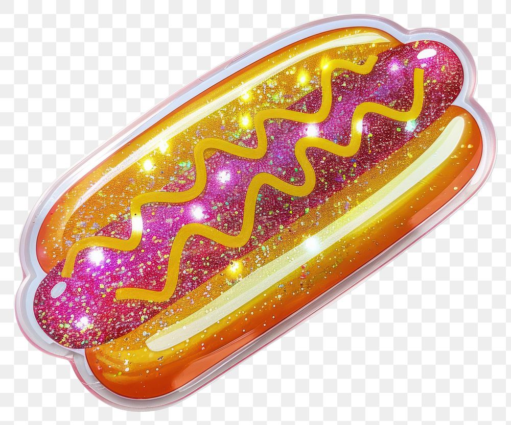 PNG Glitter hotdog sticker ketchup food hot dog.