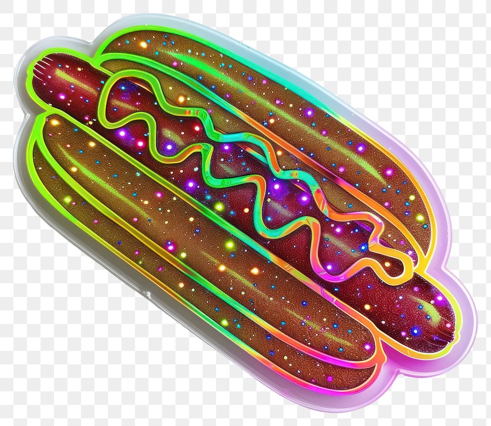 PNG Glitter hotdog sticker food disk hot dog.