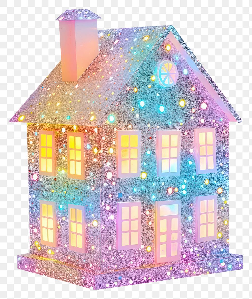 PNG Glitter house flat sticker confectionery architecture chandelier.