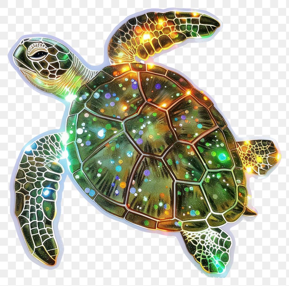 PNG Glitter turtle sticker tortoise reptile animal.