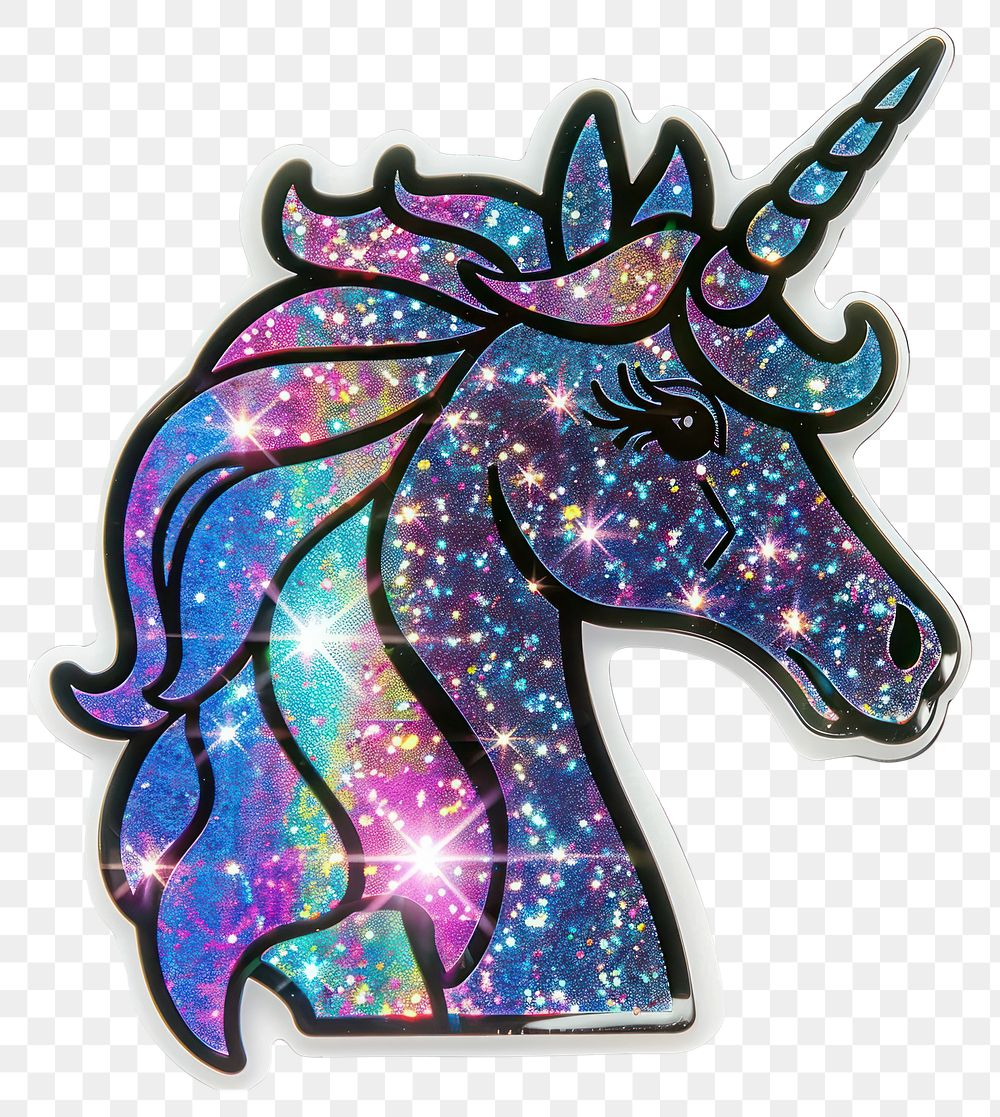 PNG Glitter unicorn flat sticker accessories accessory art.