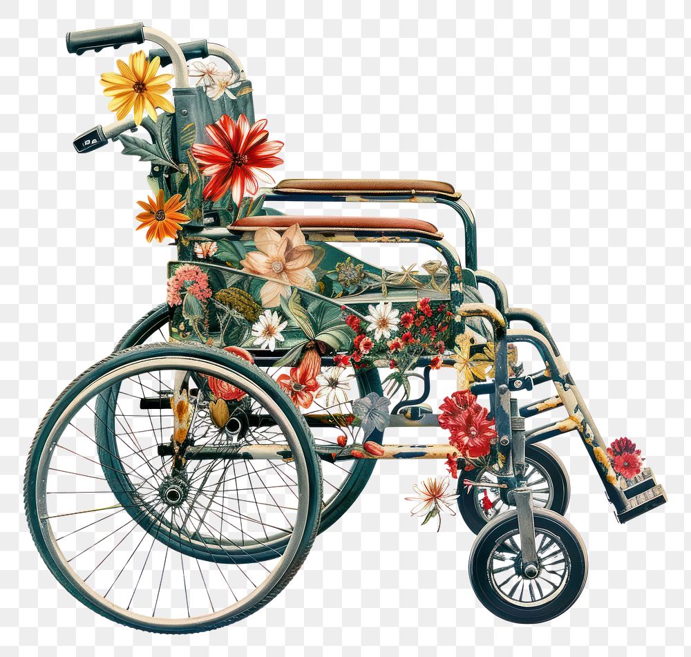 PNG Flower Collage wheelchair transportation furniture tricycle.