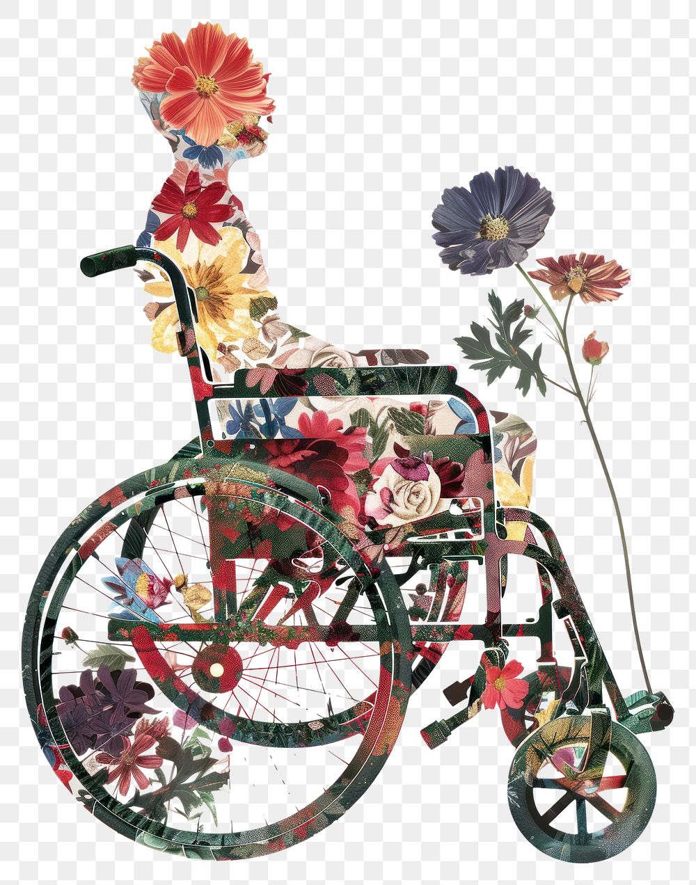 PNG Flower Collage disabled kid wheelchair flower furniture.
