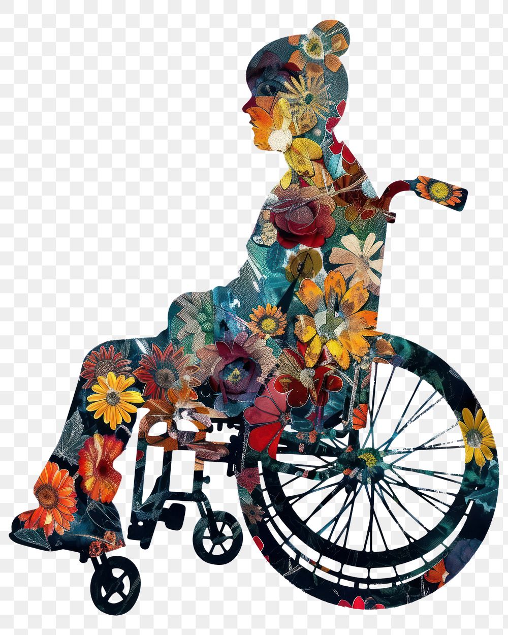PNG Flower Collage disabled kid wheelchair furniture machine.