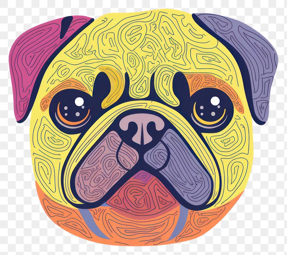 PNG A vector graphic of pug illustrated furniture drawing.