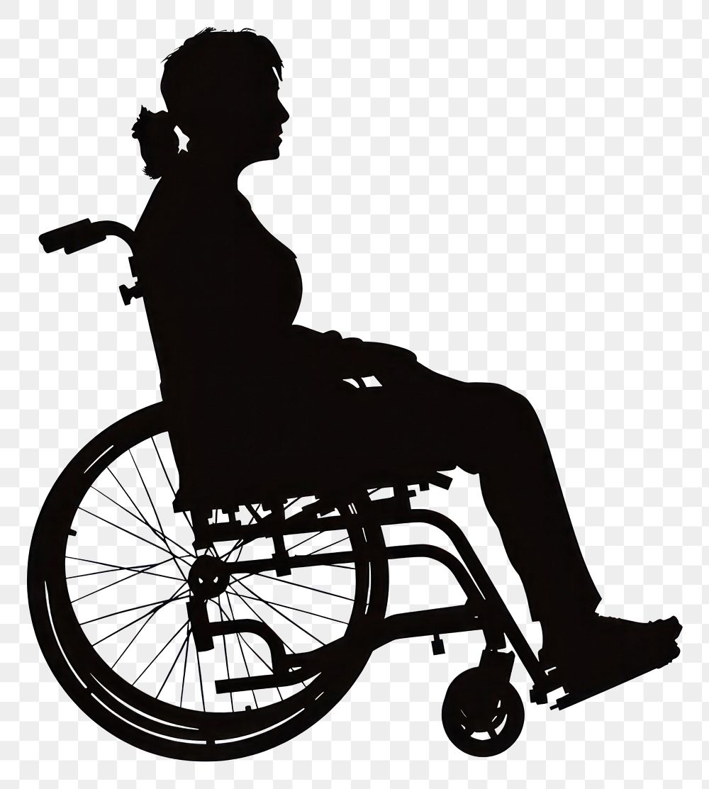 PNG Disabled woman silhouette wheelchair furniture.