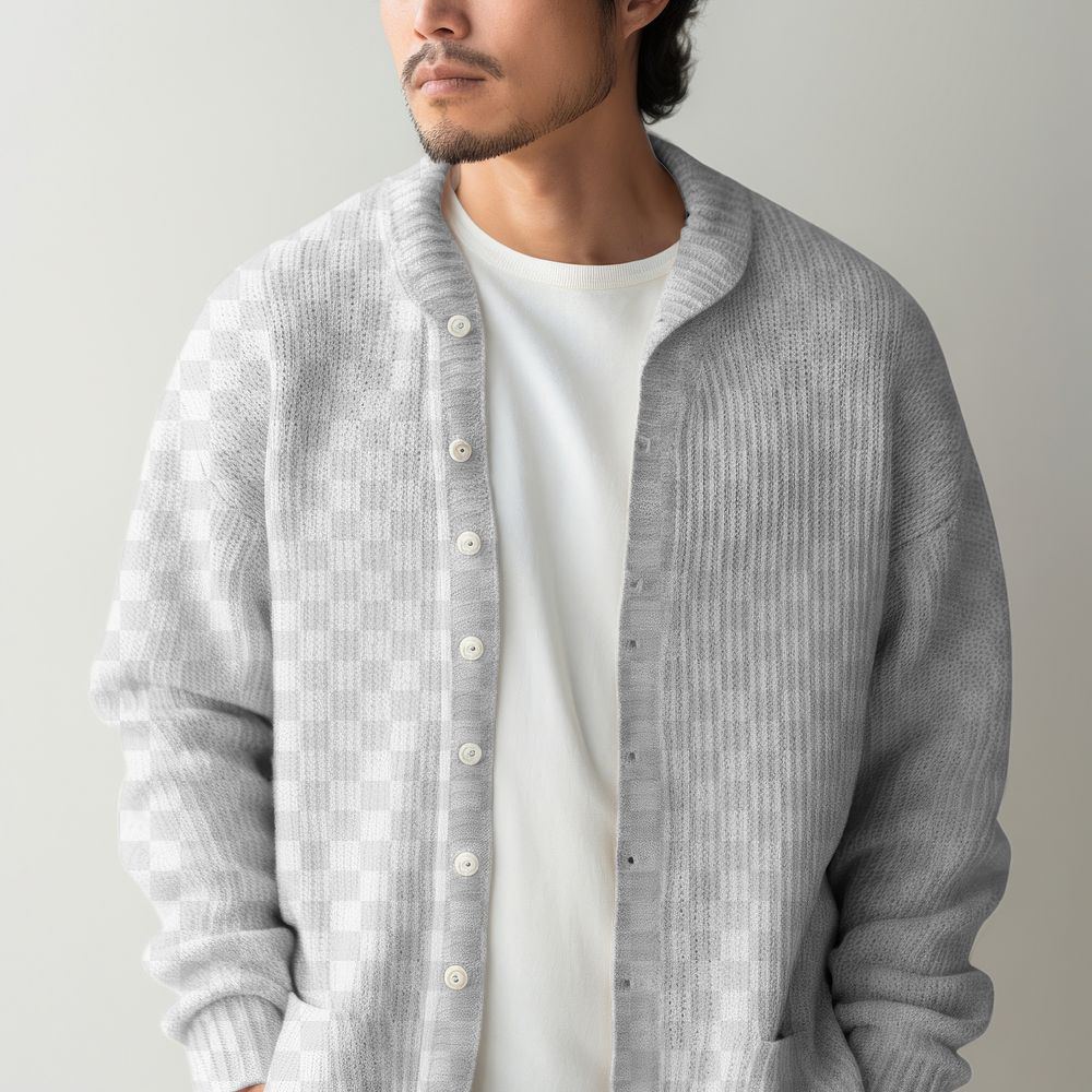 PNG knitted cardigan mockup, transparent design