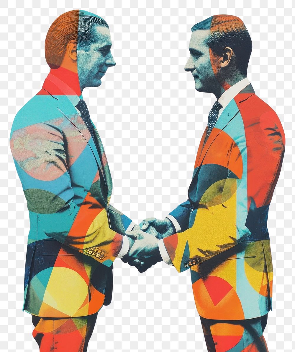 PNG Photo collage of 2 businessman shaking hand portrait photography performer.