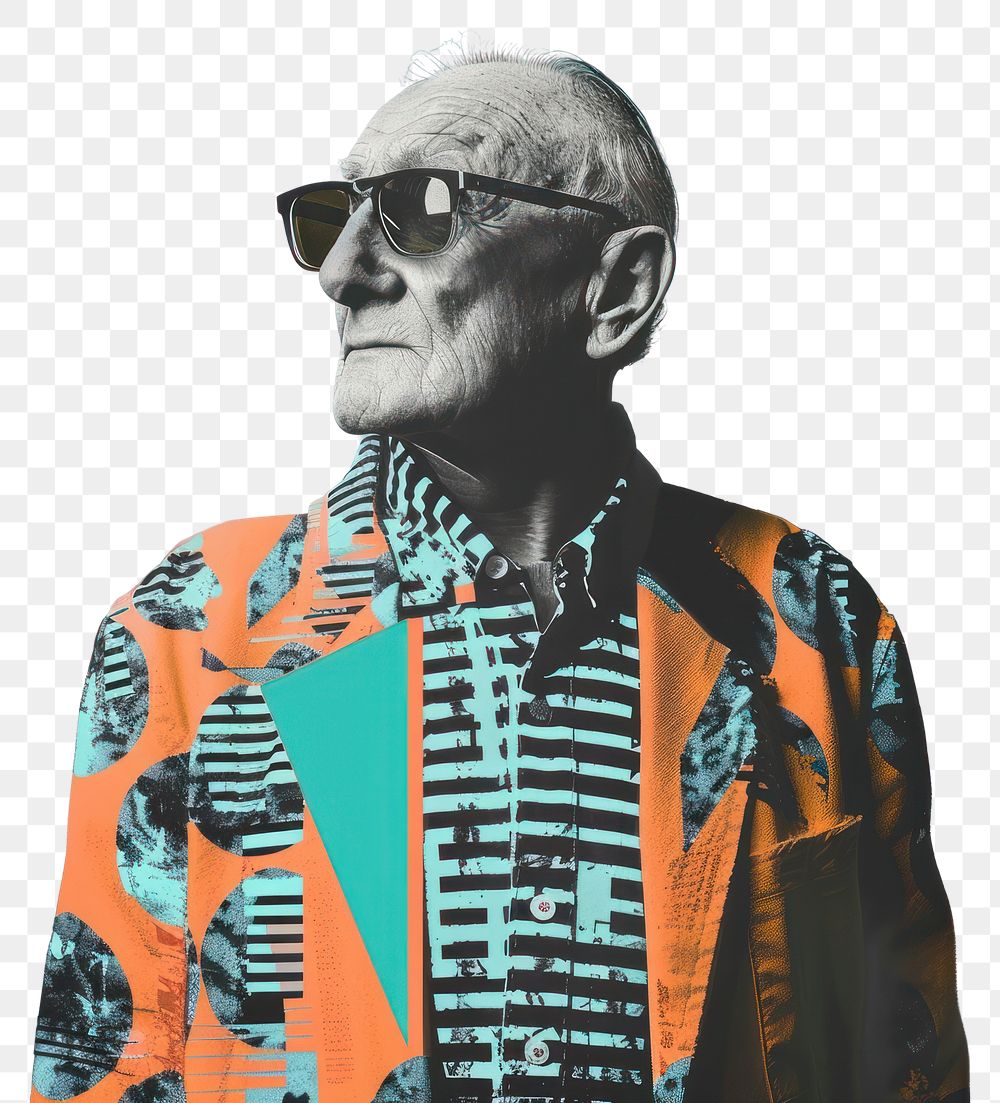 PNG Fashionable senior man sunglasses portrait photo.