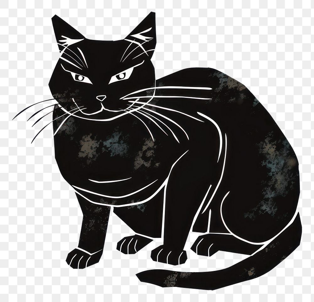 PNG Japanese calligraphy cat stencil animal mammal.