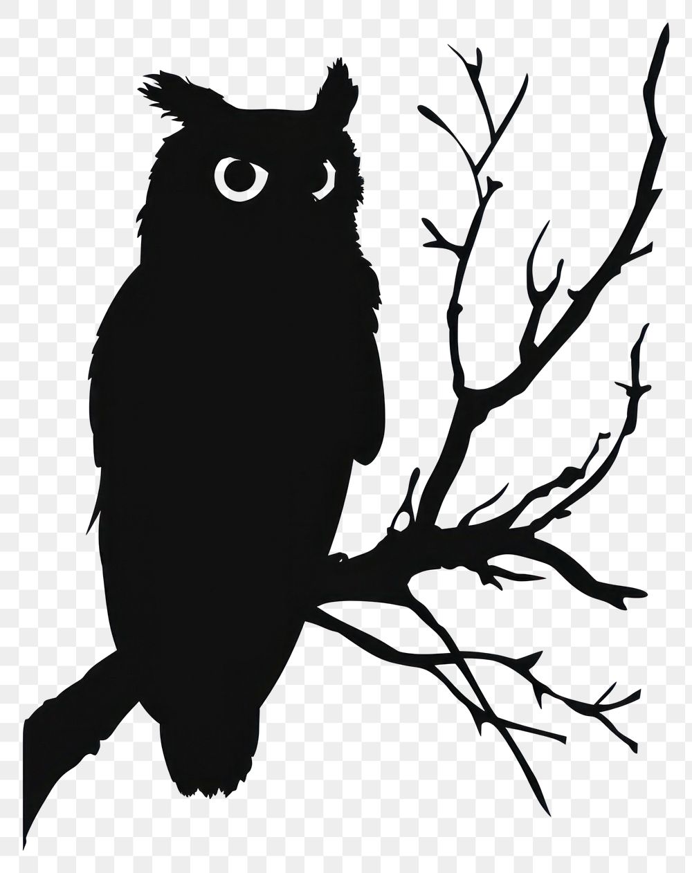 PNG Owl silhouette wildlife stencil.