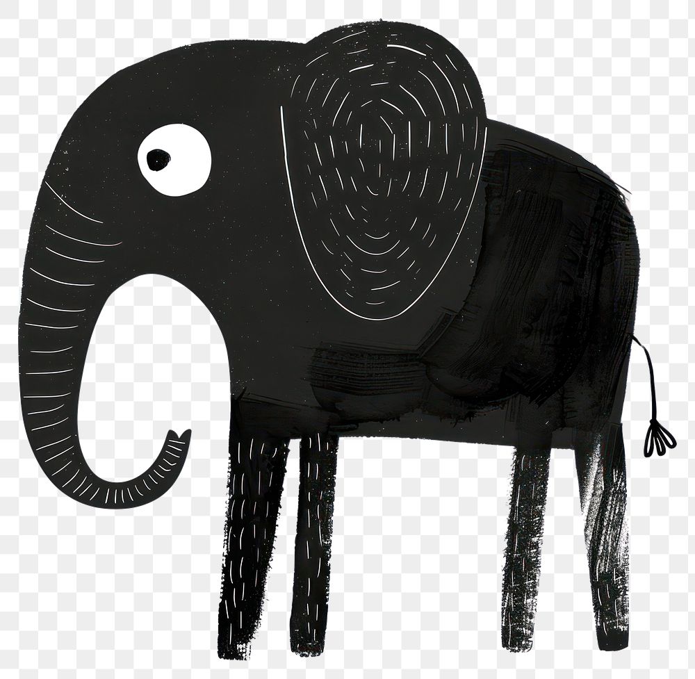 PNG Elephant art illustrated silhouette.