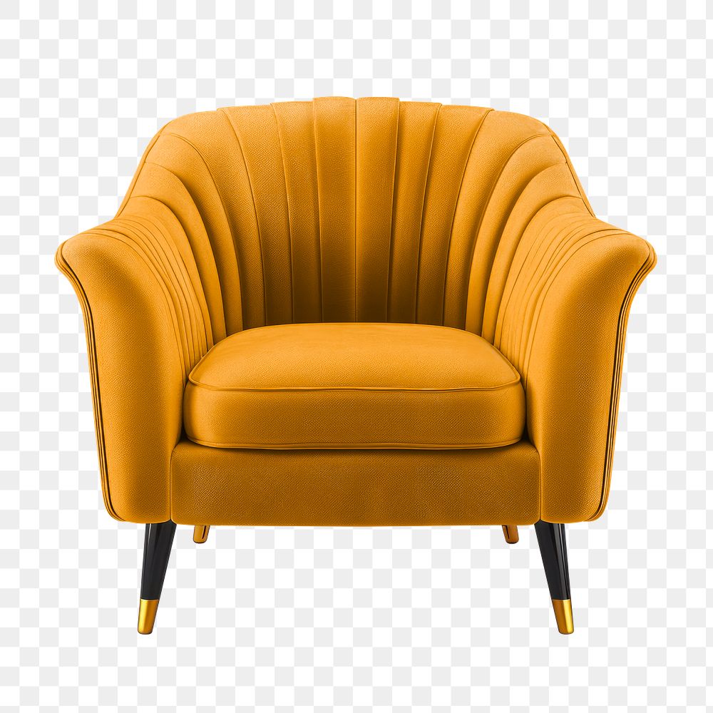 PNG Yellow modern armchair, transparent background