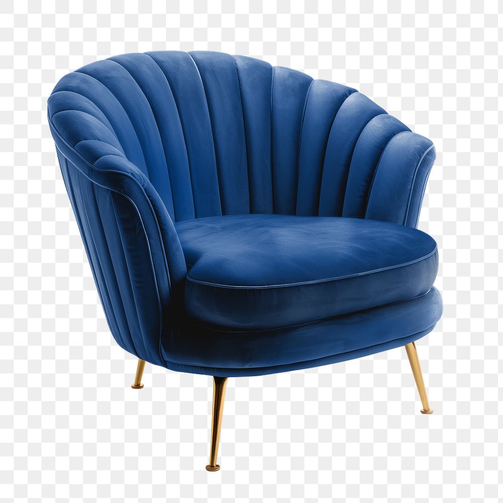 PNG blue modern armchair, transparent background